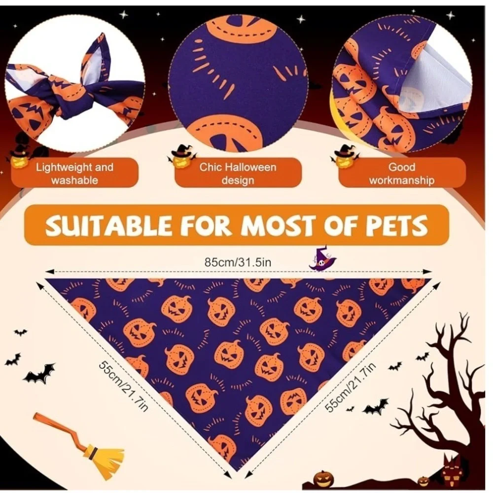 SANWUTA Halloween Dog triangle Bandanas set of 10 Halloween print size XL